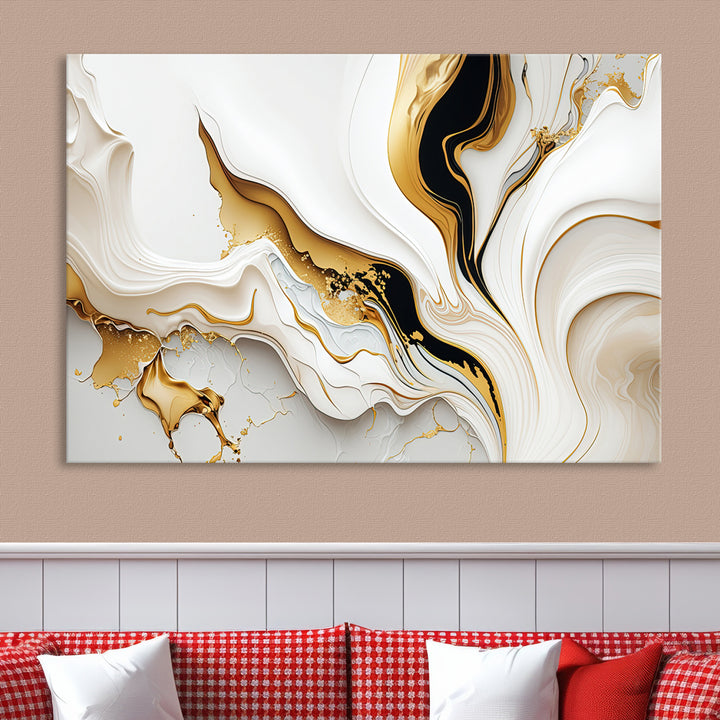 Abstract Geode Gold Marble Shape 3 - Pieces on Canvas Print