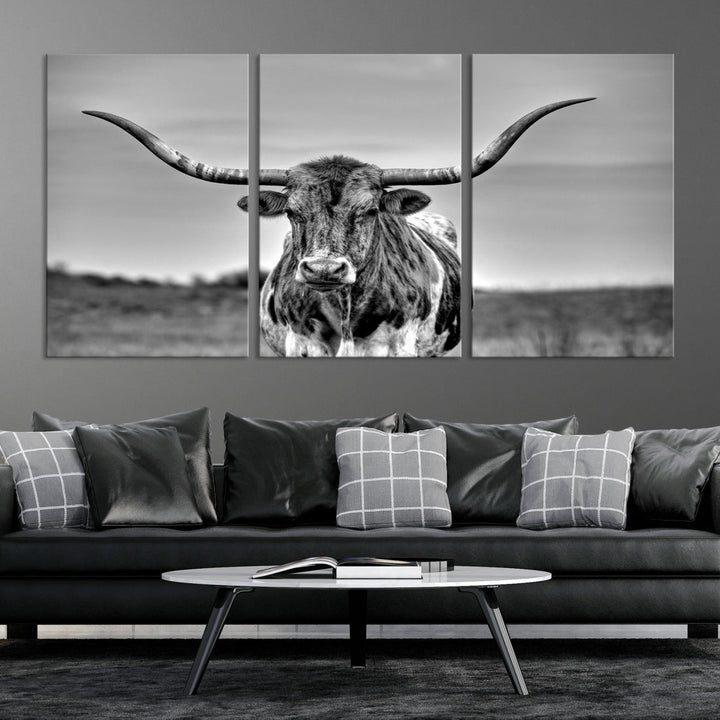 Texas Longhorn Cpw Wall Art, Texas Longhorn Canvas, Cattle Canvas Print