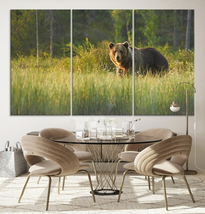 Lienzo decorativo para pared, diseño de osos salvajes en la naturaleza, enmarcado, listo para colgar