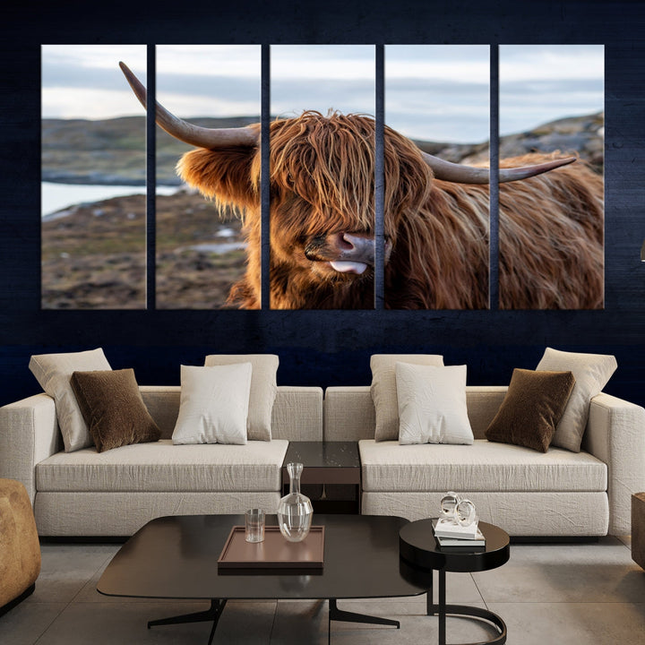 Cuddly Highland Cow Canvas Photo Wall Art Print Highlands Art Cute Animal Wall Art
