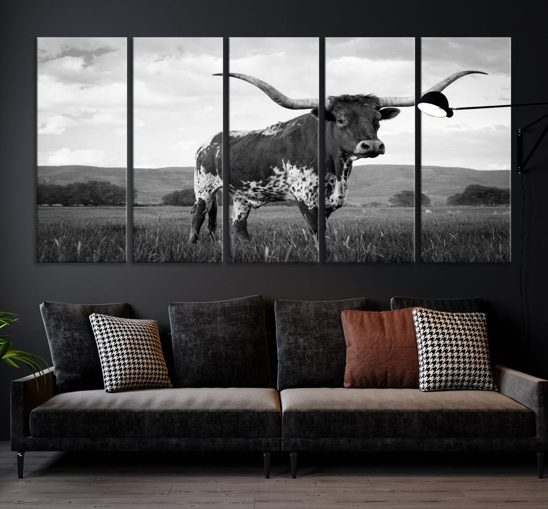 Texas Longhorn Cow Wall Art Toile Imprimer Ferme Rustique Wall Art