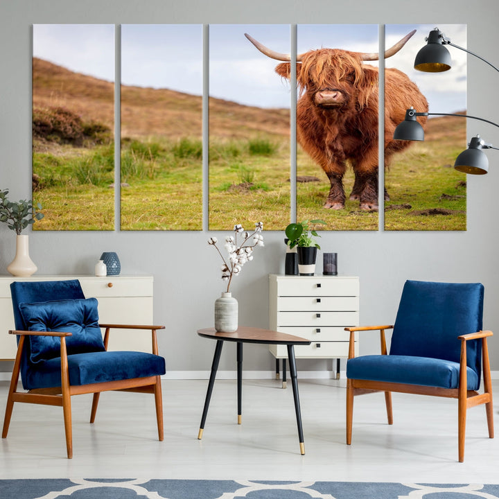Lienzo de pared con diseño de vaca de las tierras altas, diseño de vaca de Texas