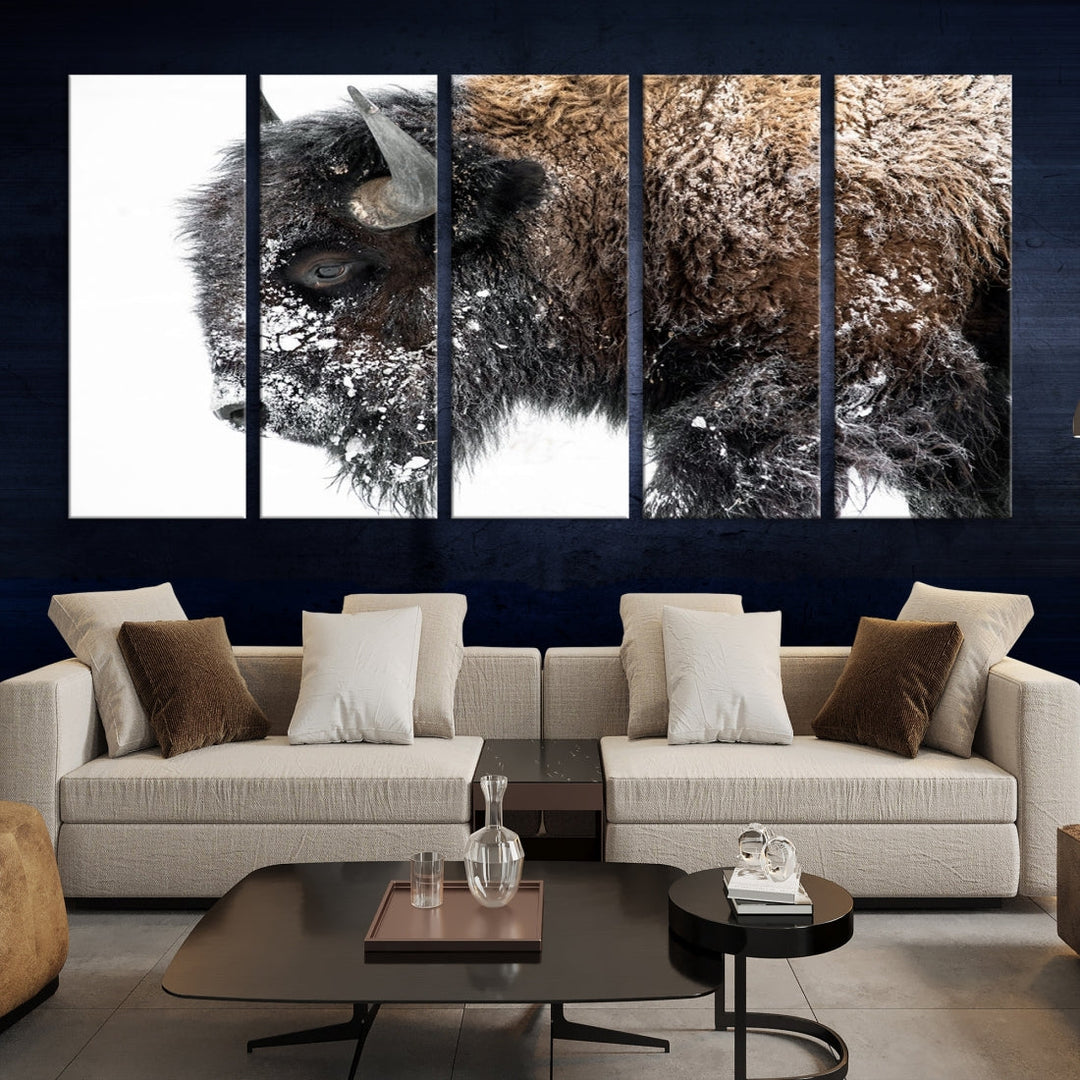 Impresión en lienzo de arte de pared de bisonte, impresión de lienzo de búfalo