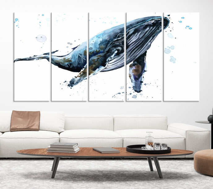 Watercolor Whale Wall Art Canvas Print
