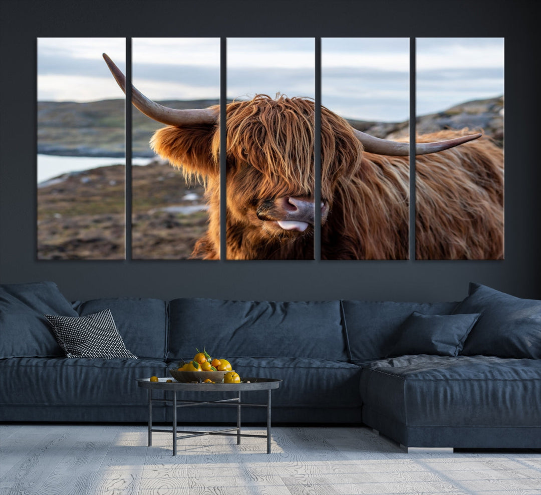 Câlin Highland Cow Toile Photo Mur Art Print Highlands Art Mignon Animal Wall Art