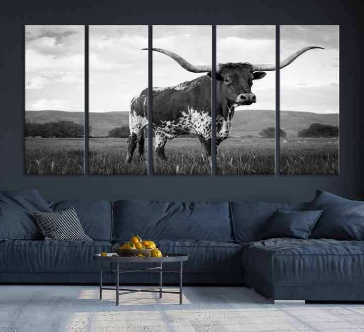 Texas Longhorn Cow Wall Art Toile Imprimer Ferme Rustique Wall Art