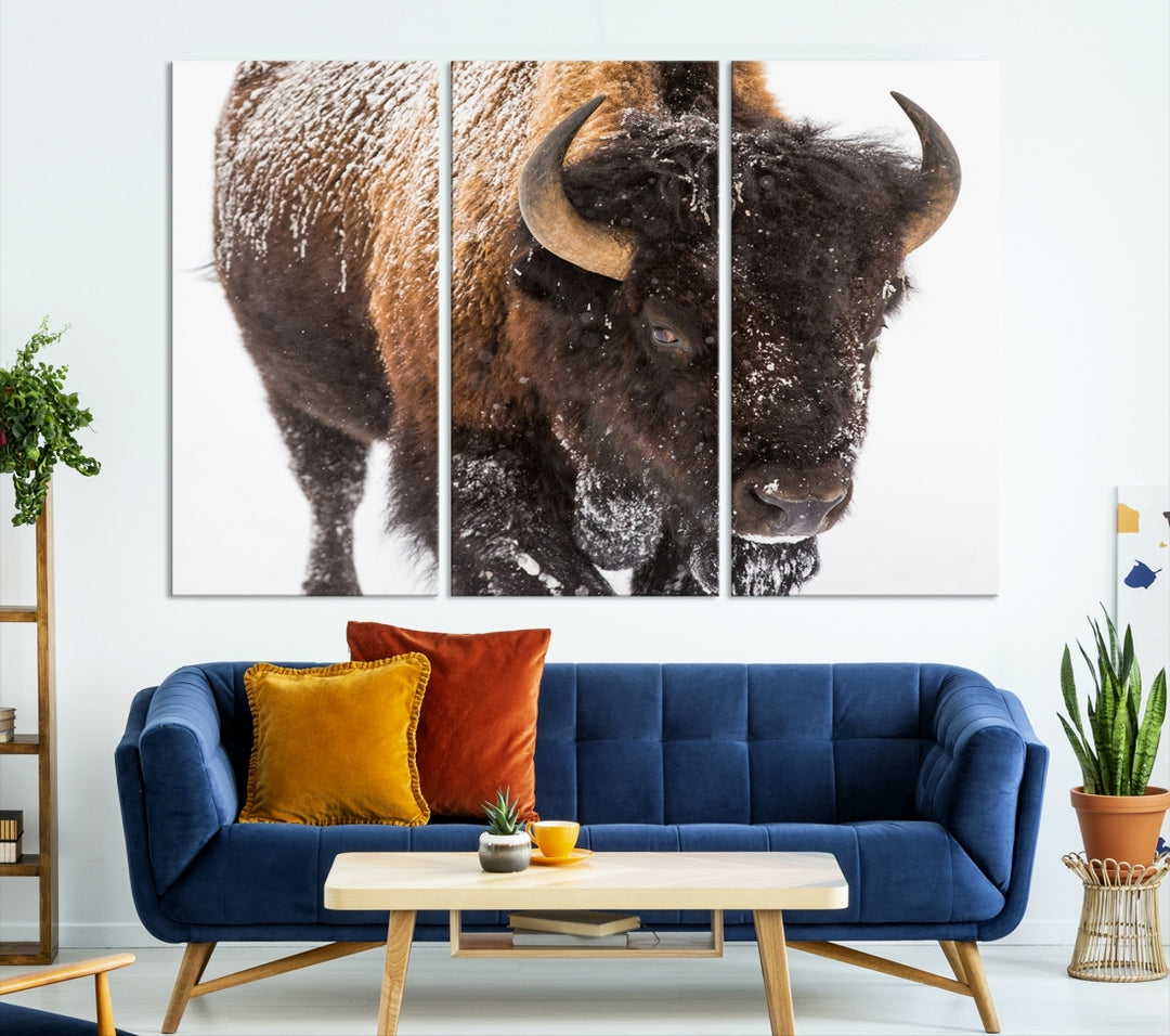 Bison Wall Art Canvas Print For Farmhouse, Wild Animal Wall Art