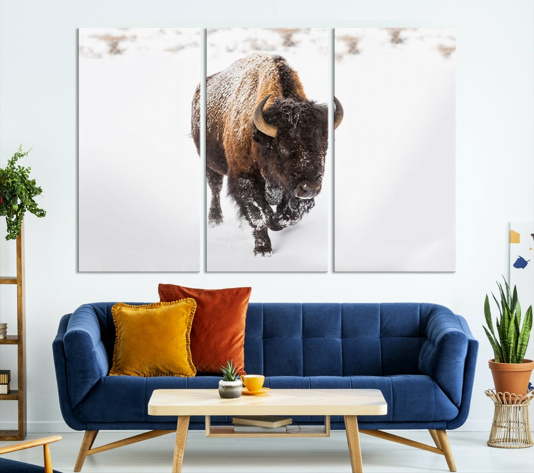 Bison Large Wall Art Canvas Print For Farmhouse, Animal Canvas Print, Wild Animal Wall Art