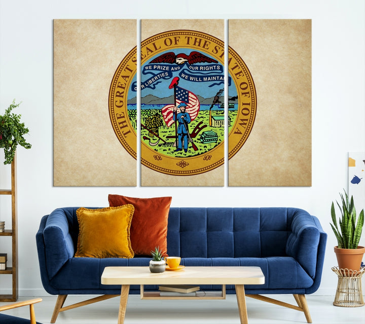 Iowa USA States Flag Wall Art Canvas Print