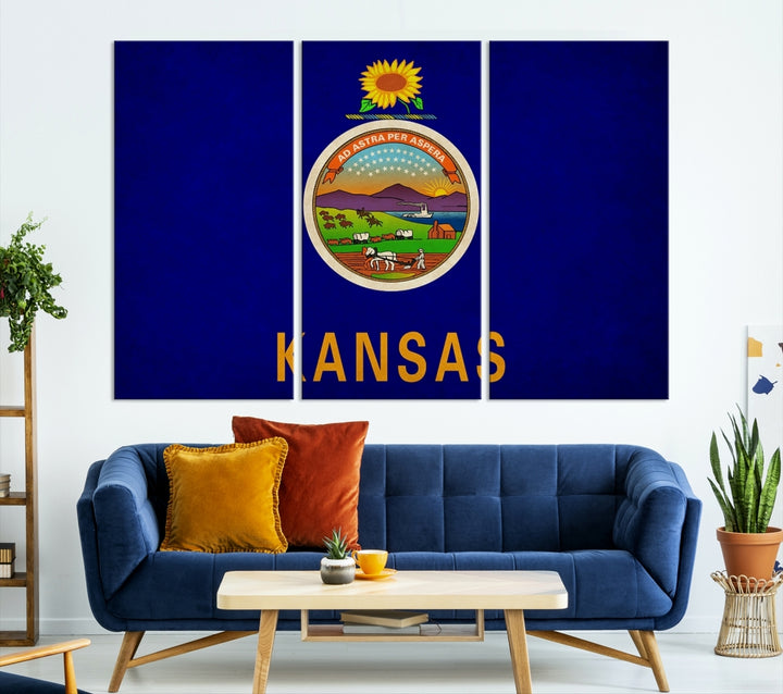 Kansas USA States Flag Wall Art Canvas Print