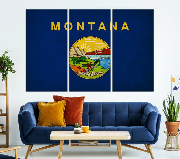 Montana States Flag Wall Art Canvas Print