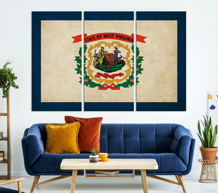 West Virginia States Flag Wall Art Canvas Print