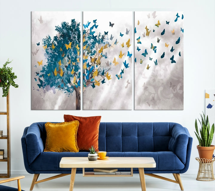 Arbre papillon abstrait arbre et papillon Art mural impression sur toile