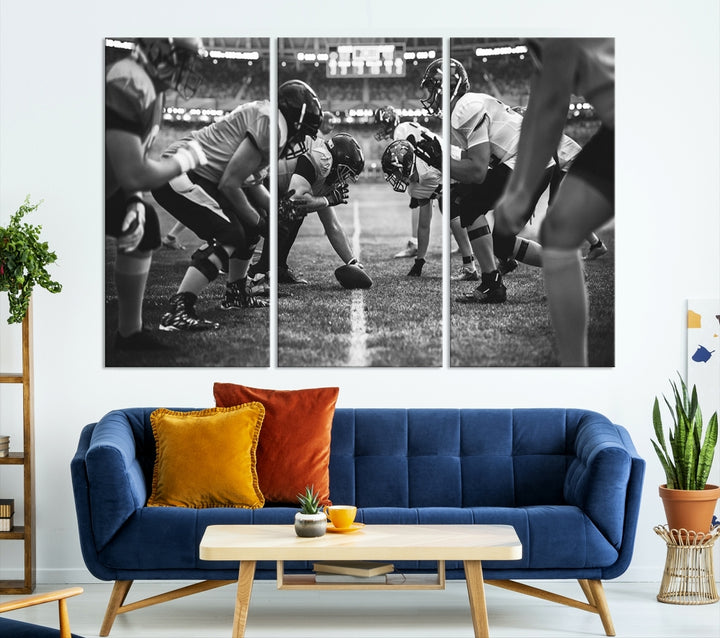 Impresión de lienzo de arte de pared de partido de fútbol americano, impresión de arte de pared de deporte de estadio 