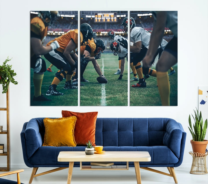 Art mural jouant au football américain Impression sur toile