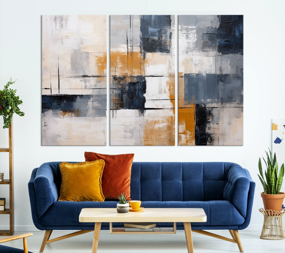 Lienzo de arte de pared azul abstracto Impresión de lienzo moderno Arte de composición de movimiento brillante azul Arte de pared extra grande Sala de estar