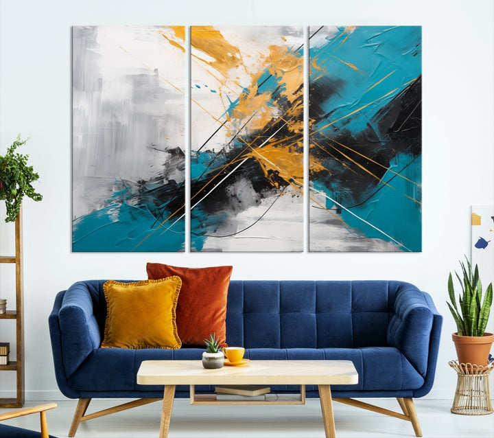 Turquoise Orange Abstract Wall Art Canvas Print