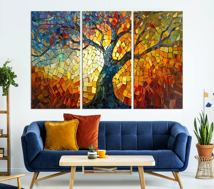 Tree of Life Artwork, Yggdrasil Colorful Mosaic Painting,