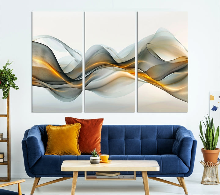 Impression d'art mural abstrait de mur de toile de panneau multi d'art abstrait orange