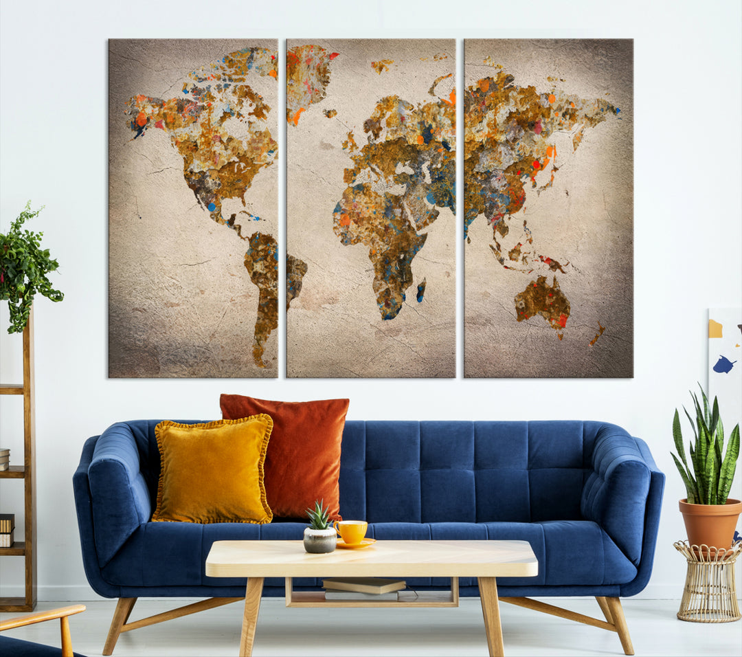 Vintage World Map Wall Art Canvas Print