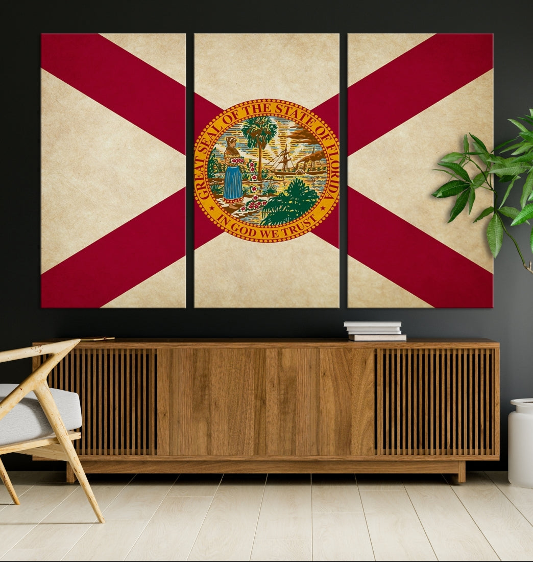 Art mural du drapeau des États de Floride Impression sur toile