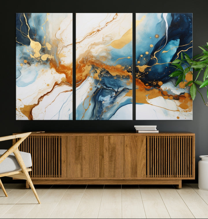 Marble Style Abstract Wall Art Print Contemporary Artwork for Decor