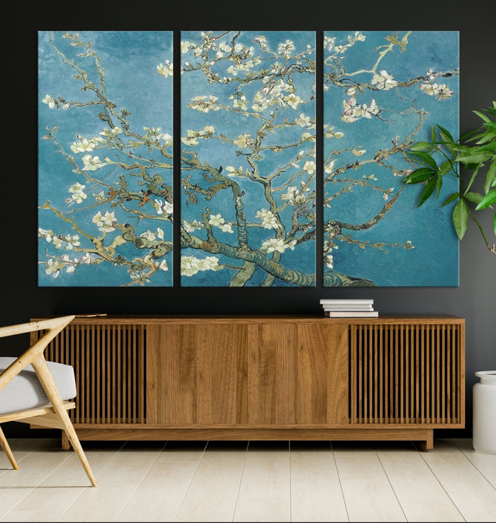 Arte de pared abstracto en flor de almendro de Vincent Van Gogh Lienzo