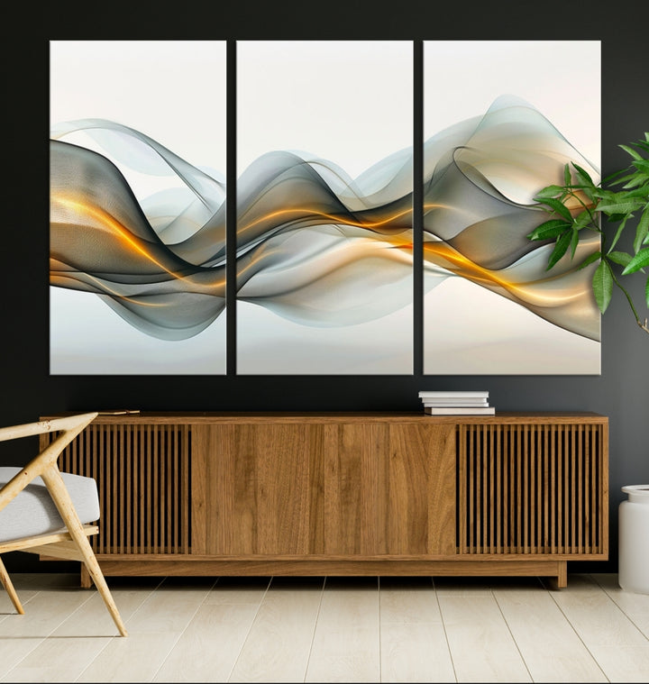 Impresión abstracta del arte de la pared del sitio de la lona del panel múltiple del arte abstracto anaranjado moderno