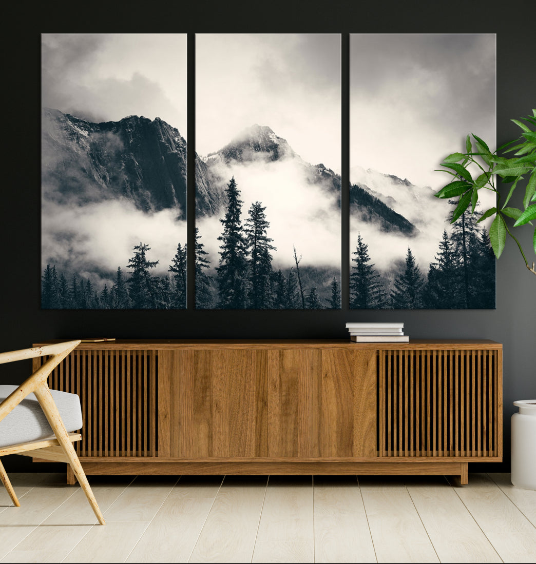 Montagnes Toile Foggy Forest Wall Art Mountain Banff Nal Park Print