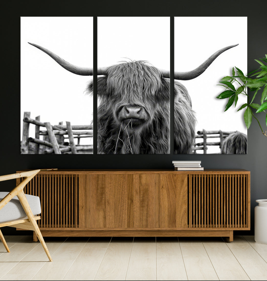 Impression sur toile Longhorn, impression sur toile d’art mural de vache Bighorn
