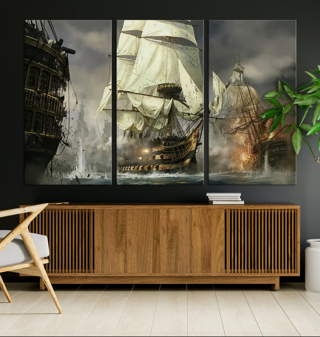 Pirate Ship War Wall Art Canvas Print