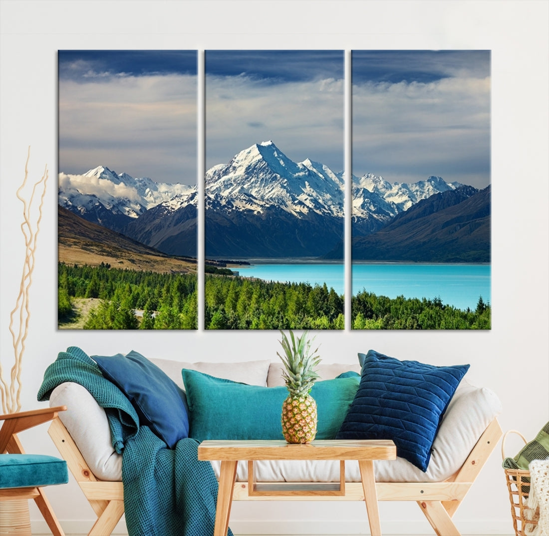 Large Art Print Mount Cook New Zealand Wall Art Canvas Print Lake and Mountains