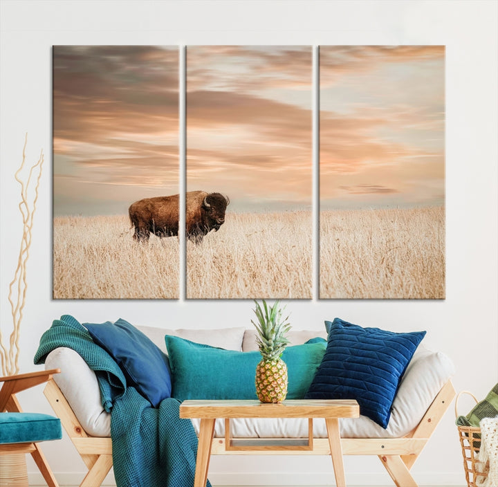 Art mural de bisons Impression sur toile