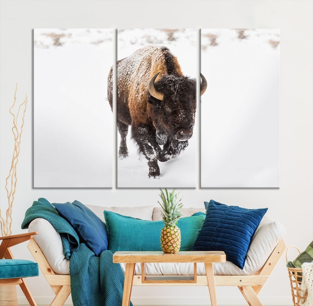 Bison Large Wall Art Canvas Print For Farmhouse, Animal Canvas Print, Wild Animal Wall Art