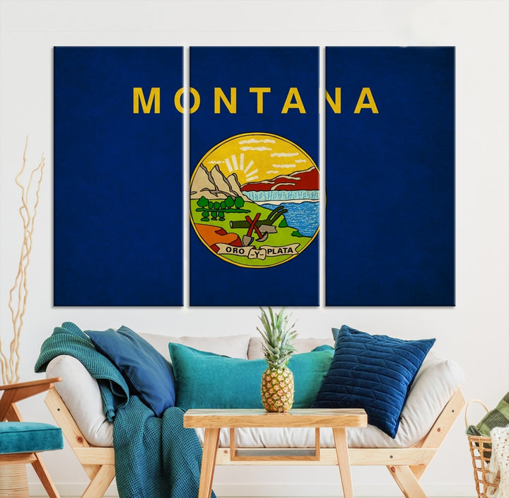 Montana States Flag Wall Art Canvas Print