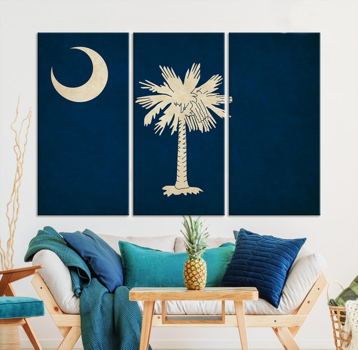 Art mural du drapeau des États de Caroline du Sud Impression sur toile
