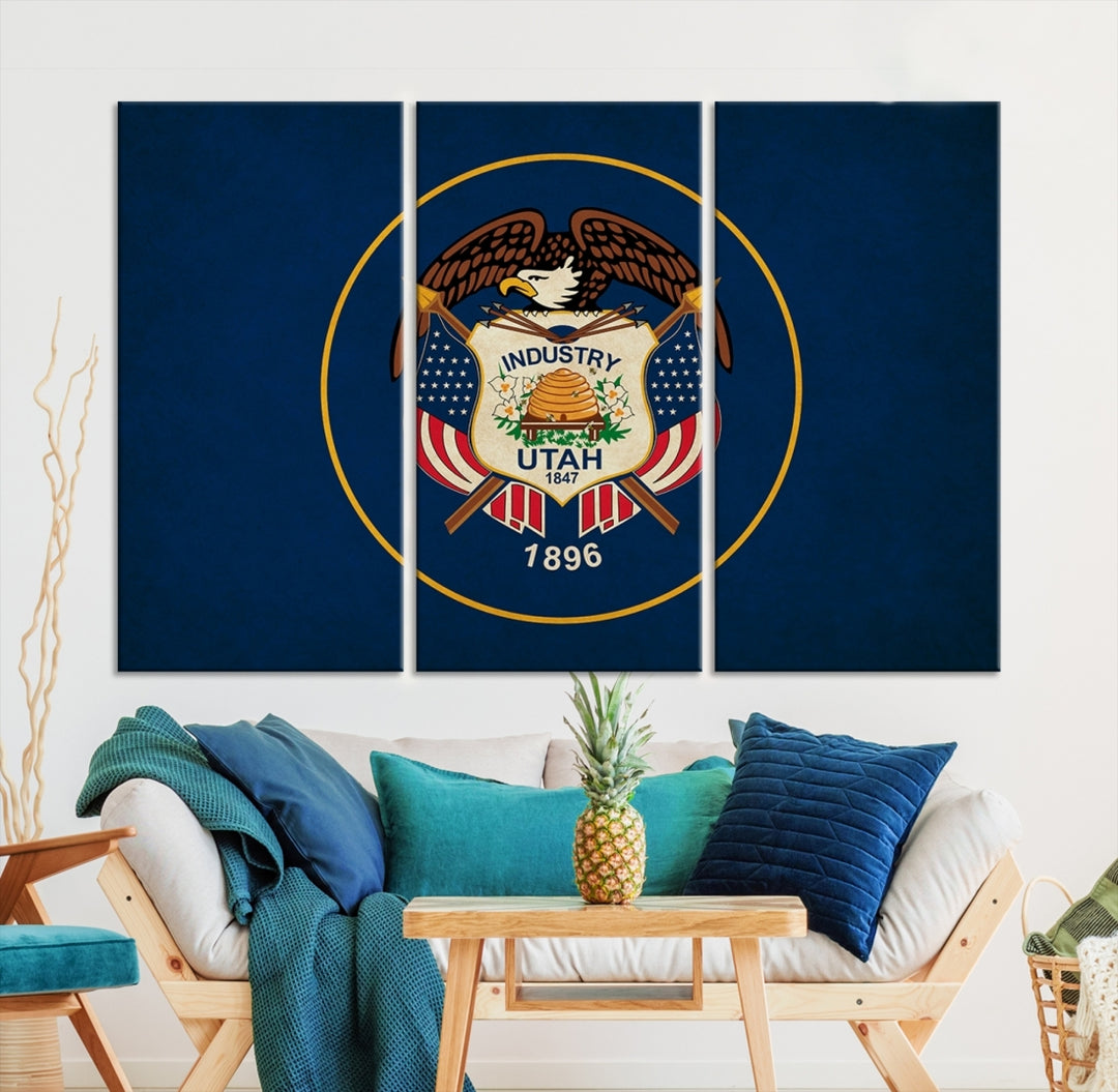 Utah States Flag Wall Art Canvas Print