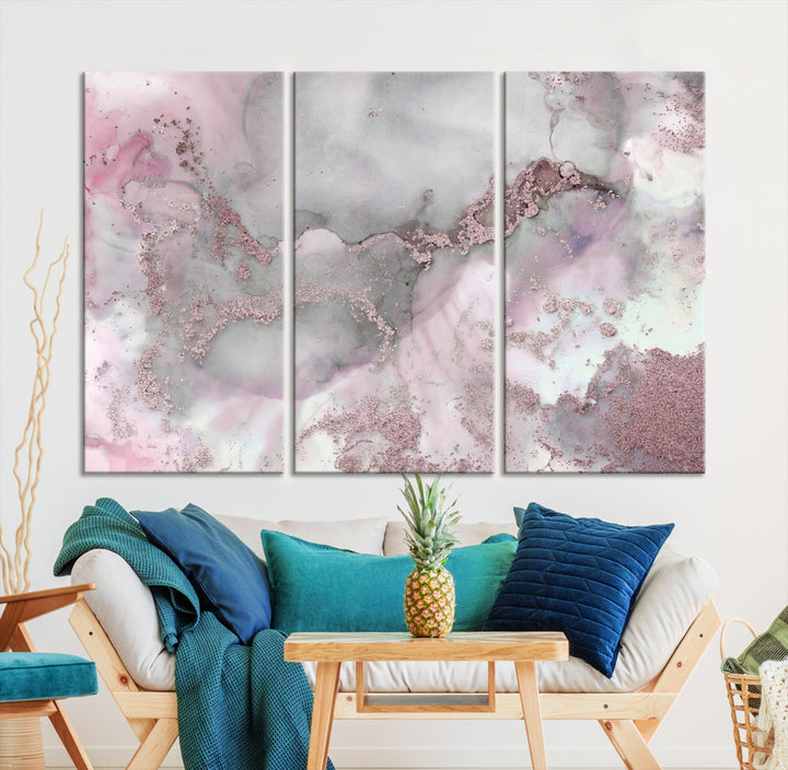 Rose Marble Abstract Wall Art Canvas Print