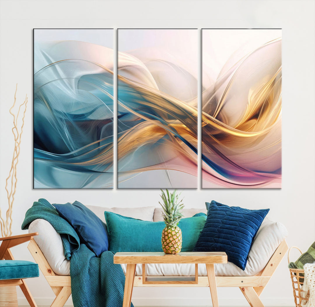 Abstract Turquoise Yellow  Wall Art Canvas Print