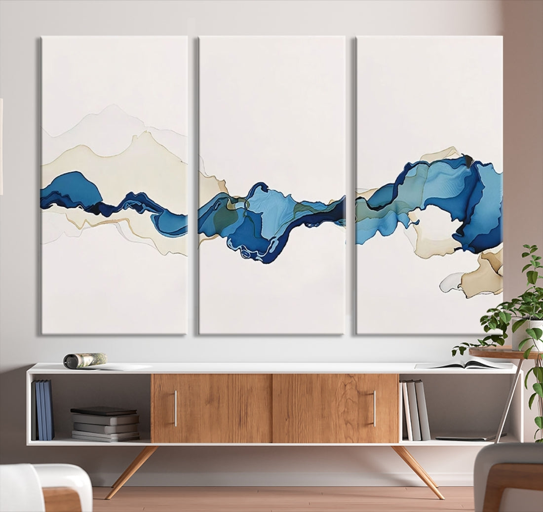 Framed Canvas Print Wall Art Set of 3 Abstract Illustrations Minimalist Modern Art Wall Decor