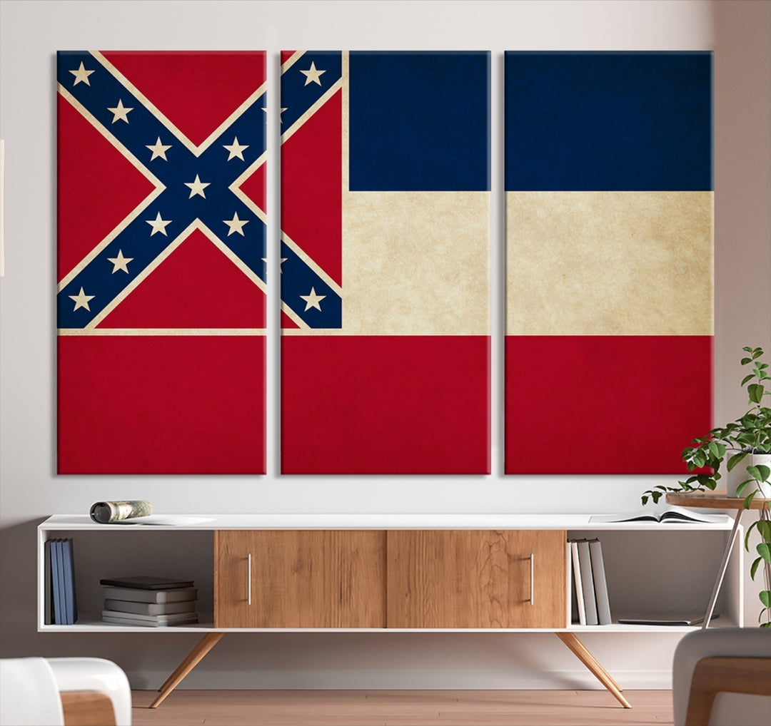 Mississippi States Flag Wall Art Canvas Print