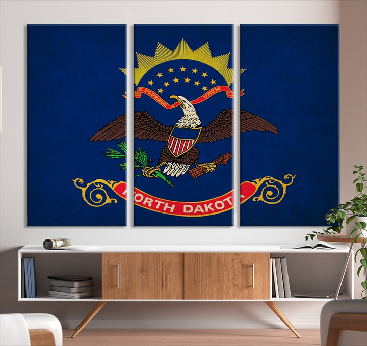 North Dakota Flag Wall Art Canvas Print