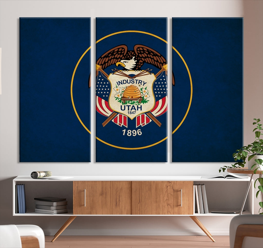Utah States Flag Wall Art Canvas Print