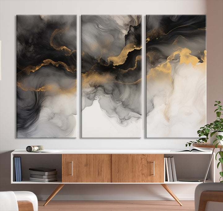 Brown Smoke Abstract Wall Art Canvas Print