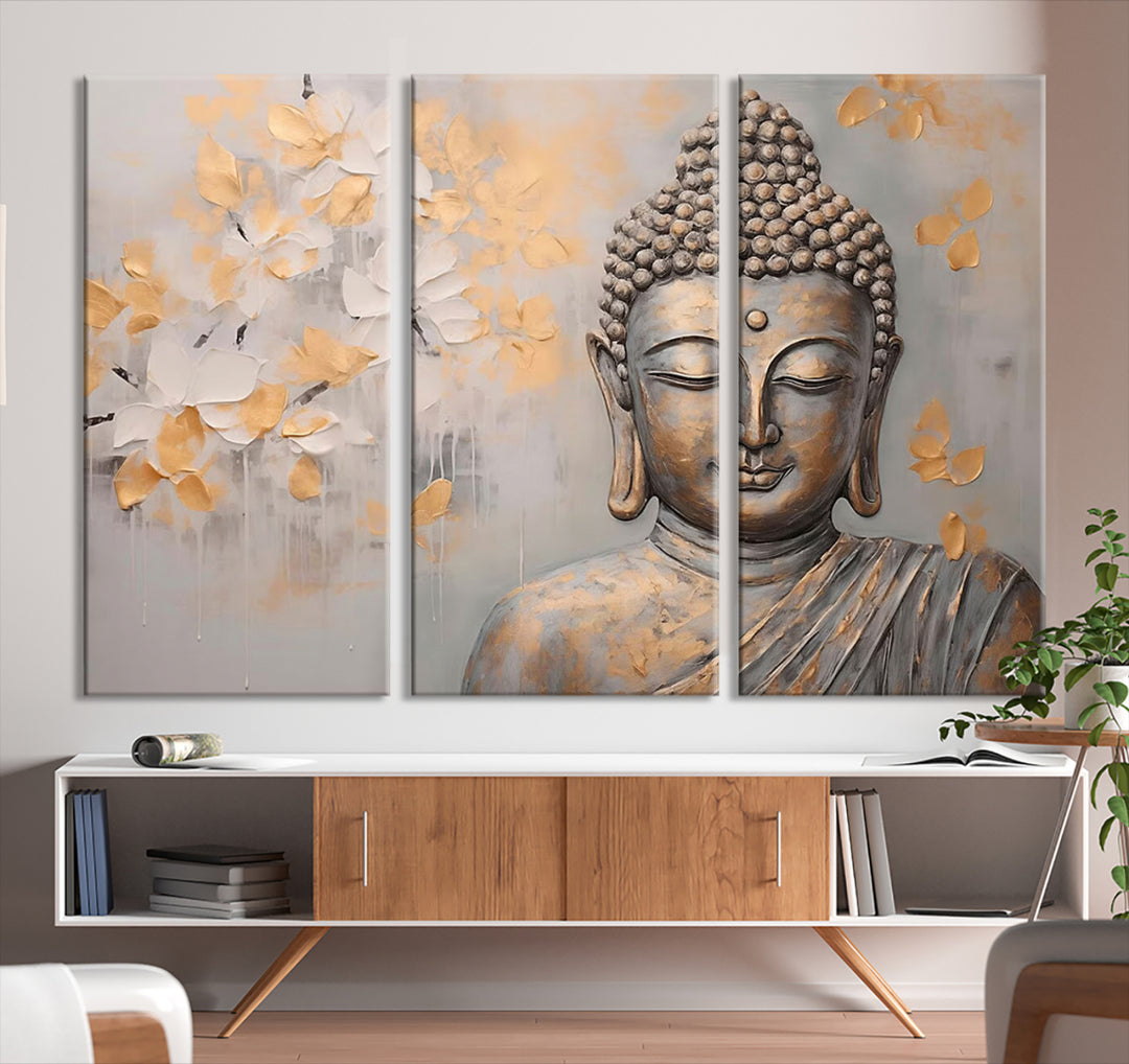 Impression sur toile abstraite de statue de Bouddha