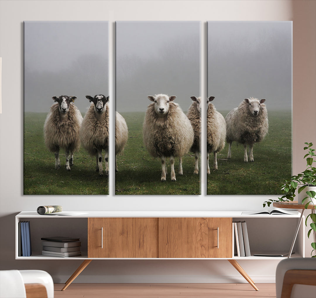 Sheeps Stadium Wall Art Canvas Print Animal Farmhouse Wall Decor