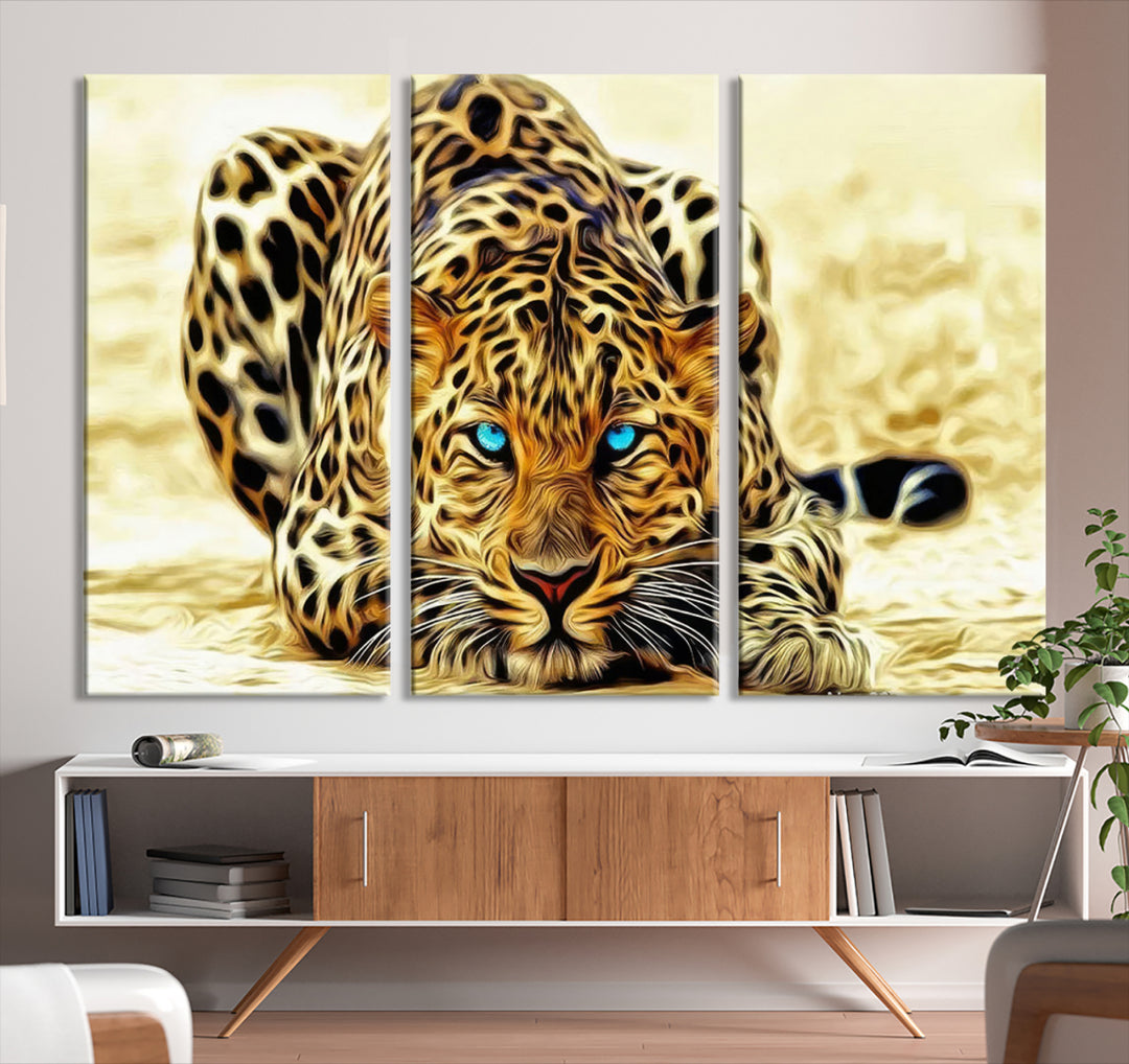 Leopard Blue Eye Wall Art Canvas Print
