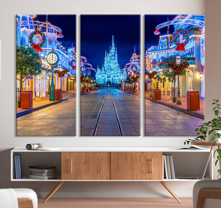 Castle Large Wall Art Disney Magic Kingdom Kids Room Decoration Disney World Christmas Home Decor Child gift - Framed Giclee and Ready to Hang
