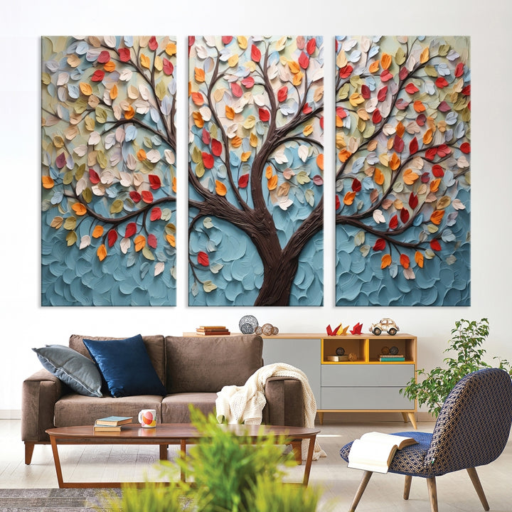 Abstract Tree and Leaf Wall Art Canvas Print