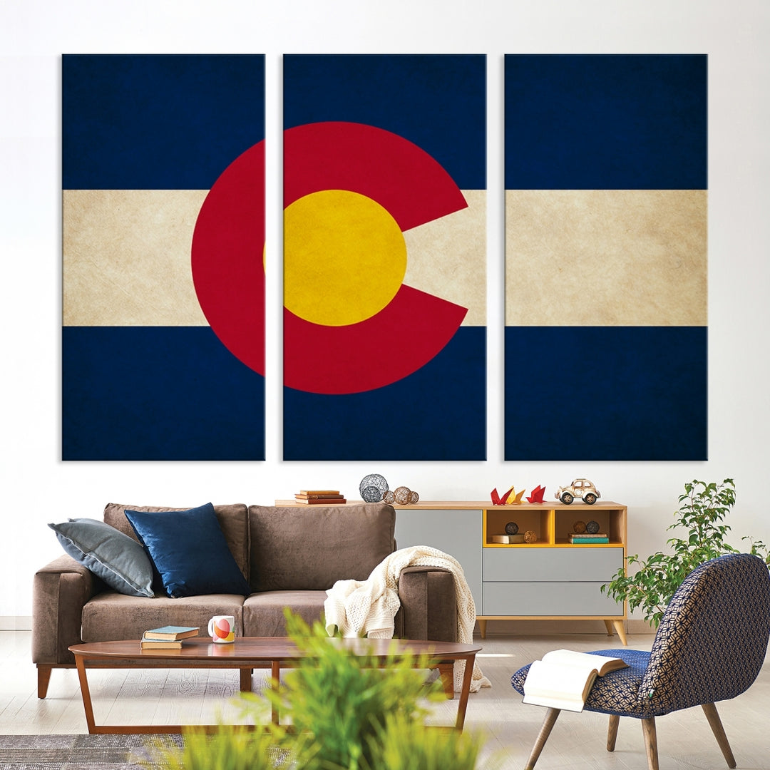 Art mural du drapeau des États du Colorado Impression sur toile